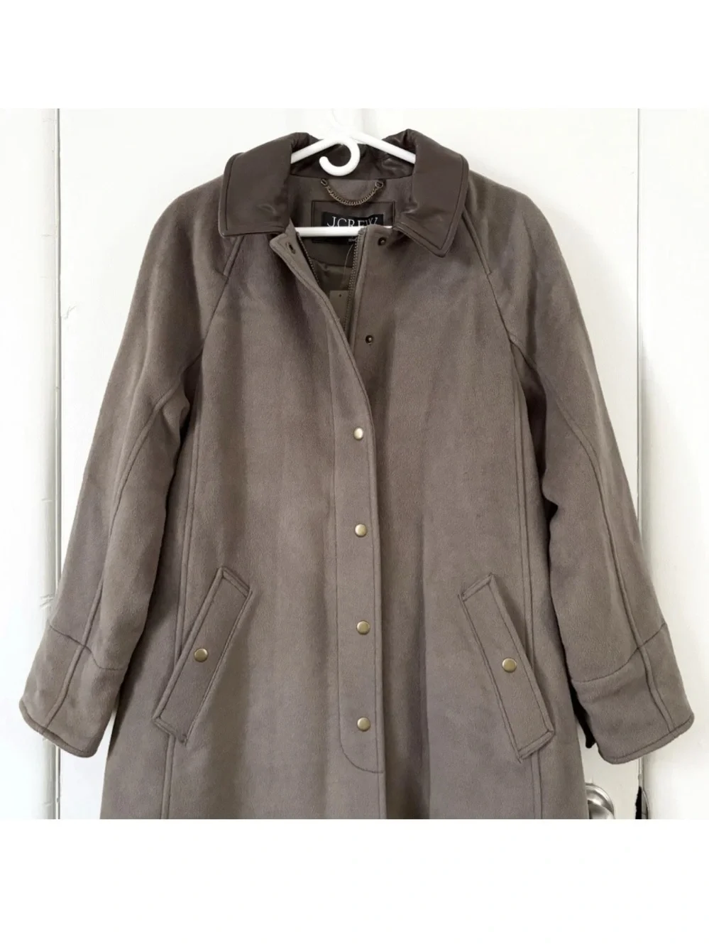 NEW $398 J. Crew Drapey Gray Brown Olive Green Wool Barn Jacket Coat Sz Medium M